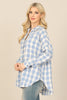 SEAMLESS PLAID LONG SLEEVE BUTTON DOWN TOP