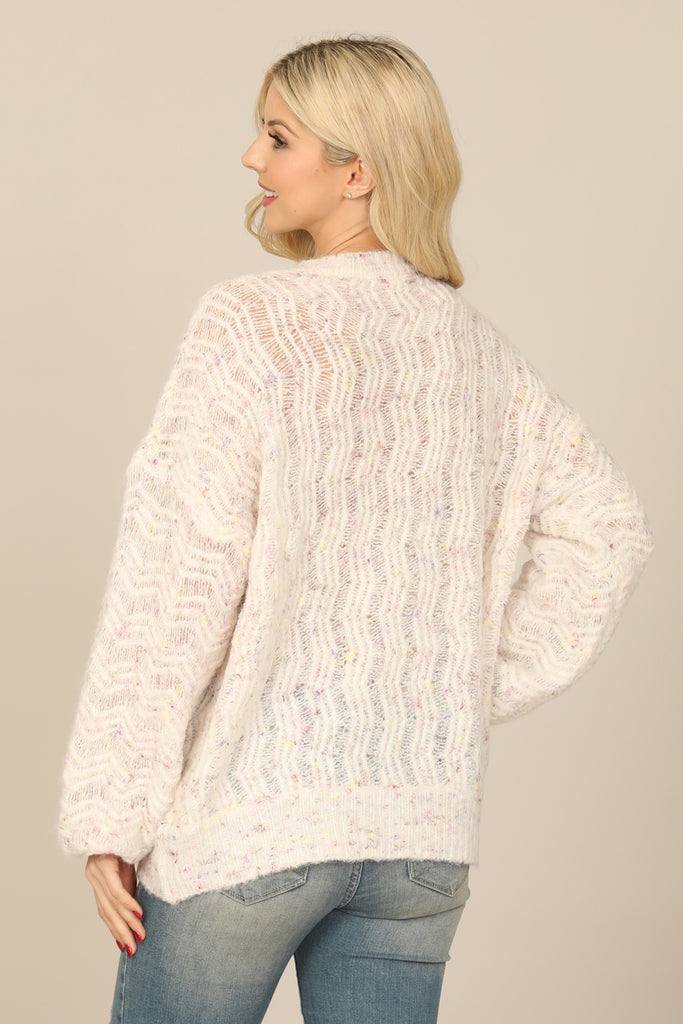 MULTI KNITTED PUFF SLEEVE SWEATER