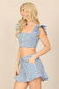 PLAID RUFFLE CROP TOP WAIST TIE SHORT SET