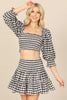 PLAID PUFF SLEEVE SMOCKED CROP TOP RUFFLE SKIRT SET