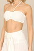 HALTER BRALETTE CROP TOP & FRONT TIE PANTS SET