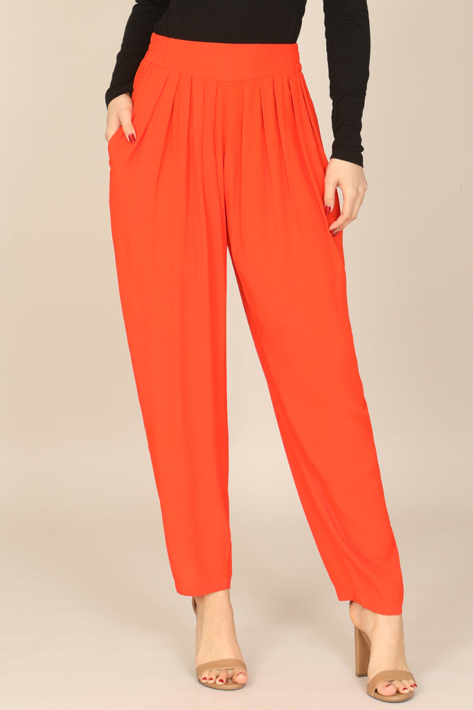 PLEATED SIDE POCKET ANKLE TROUSER PANTS