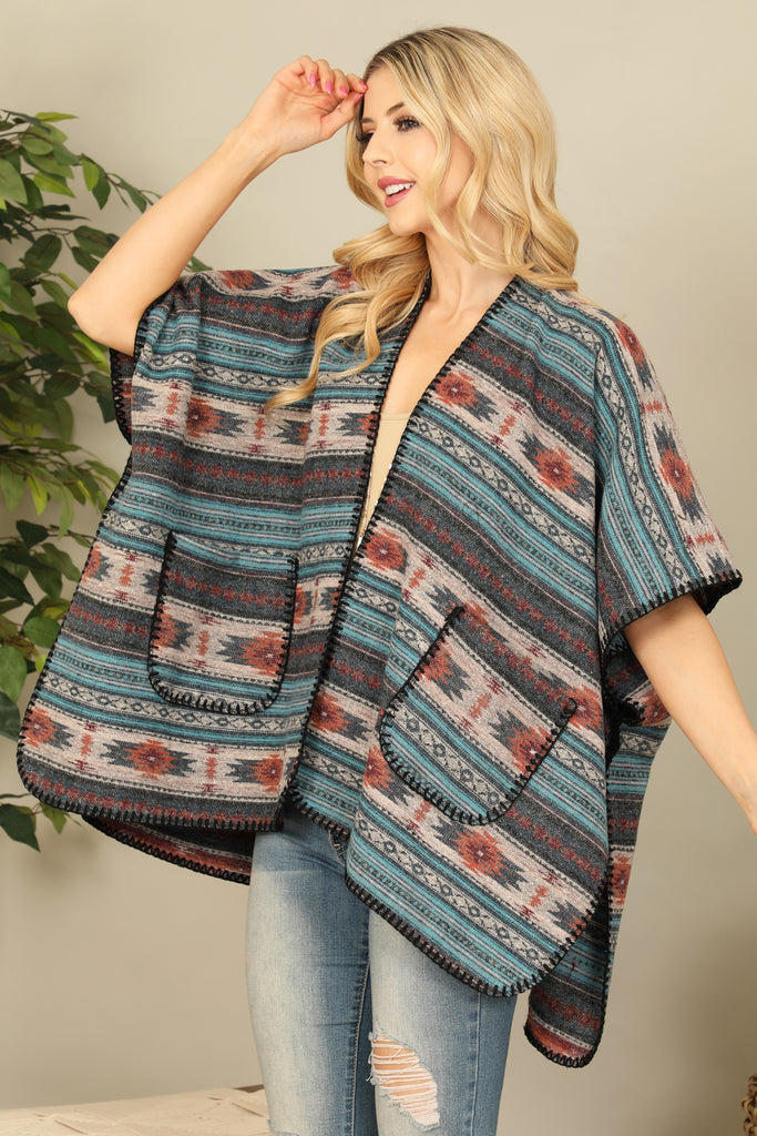 AZTEC PATTERN WITH POCKET KIMONO