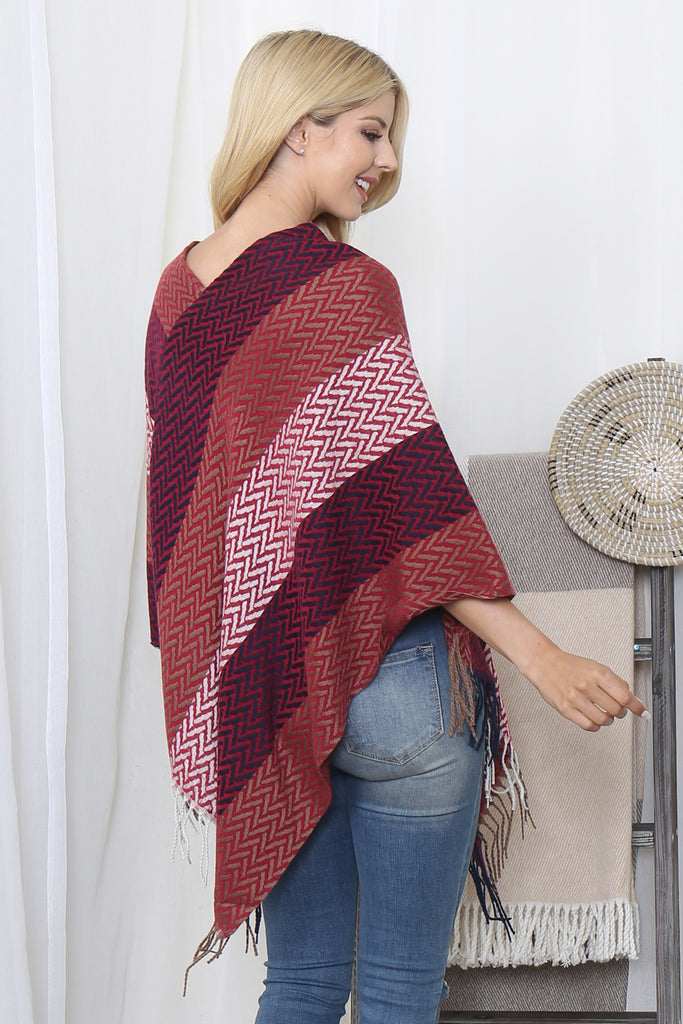 COLOR FADED STRIPES PONCHO