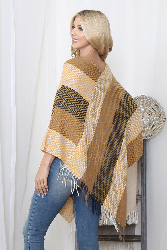 COLOR FADED STRIPES PONCHO