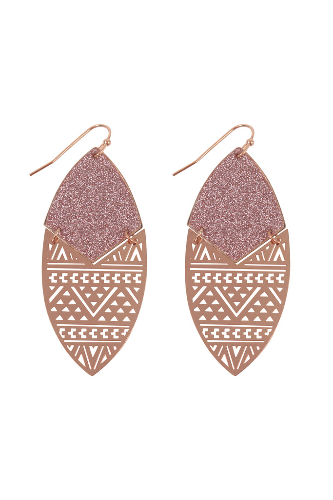 SAND STICKER MARQUISE TRIBAL FILIGREE EARRINGS