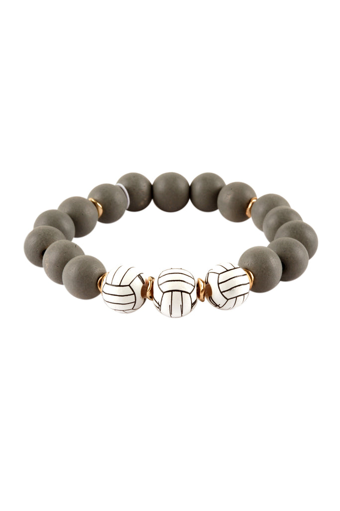 SOCCER SPORTS GAMEDAY WOOD BEAD STRETCH BRACELET