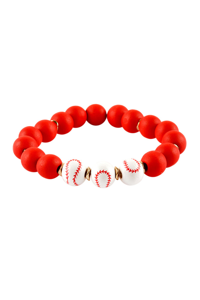 SOCCER SPORTS GAMEDAY WOOD BEAD STRETCH BRACELET