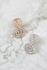 2 ROUND SWIRL RHINESTONE POST EARRINGS