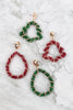 CHRISTMAS WREATH TINSEL TEARDROP SHAPE EARRINGS