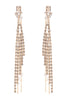 PEARL RHINESTONE FRINGE FRONT BACK CHAIN DROP EARRINGS