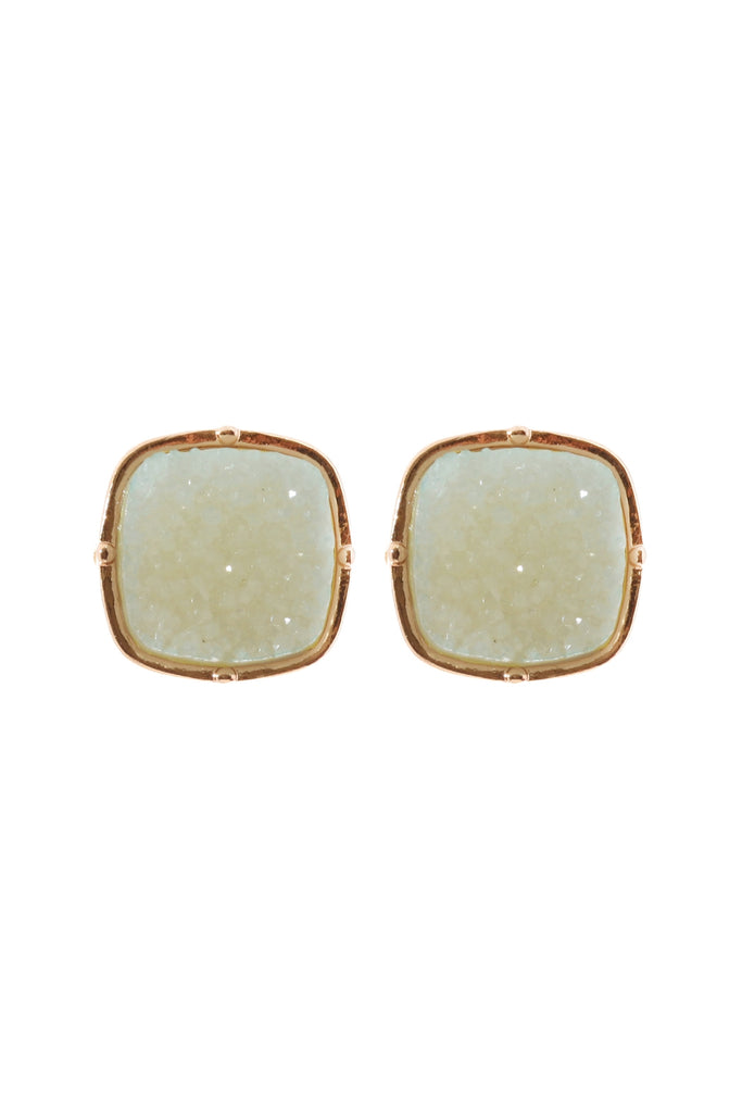 FE1919 - DRUZY POST SQUARE EARRINGS