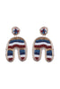 COLOR BLOCK U ARCH SHAPE SEED BEAD EARRINGS