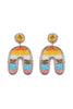 COLOR BLOCK U ARCH SHAPE SEED BEAD EARRINGS