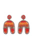 COLOR BLOCK U ARCH SHAPE SEED BEAD EARRINGS