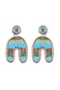 COLOR BLOCK U ARCH SHAPE SEED BEAD EARRINGS