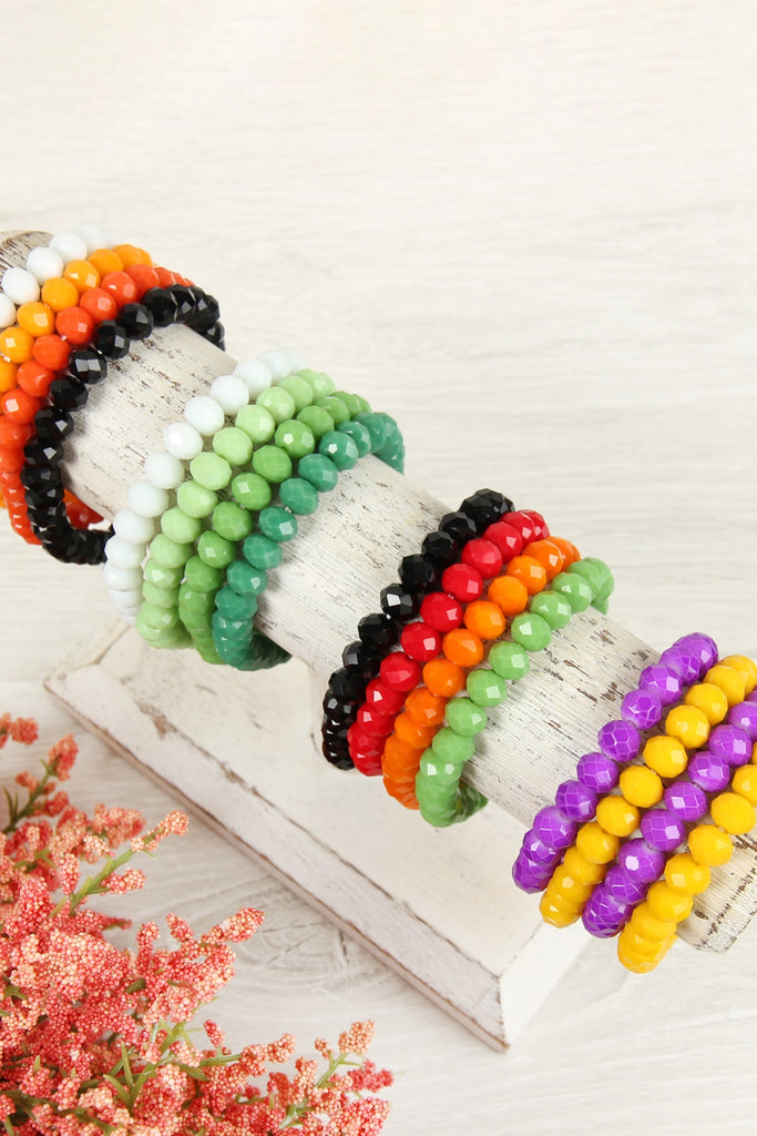 FOUR LINE RONDELLE BEADS STRETCH BRACELET