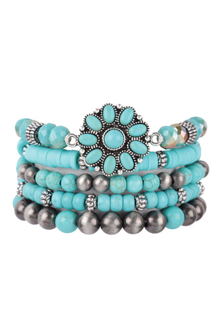 "BLESSED" CHARM MULTILINE BEADED BRACELET