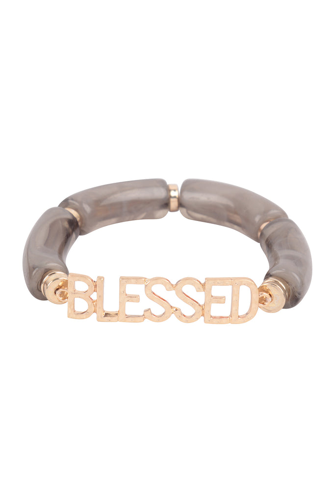 BLESSED TUBULAR BEADS RESIN STRETCH BRACELET