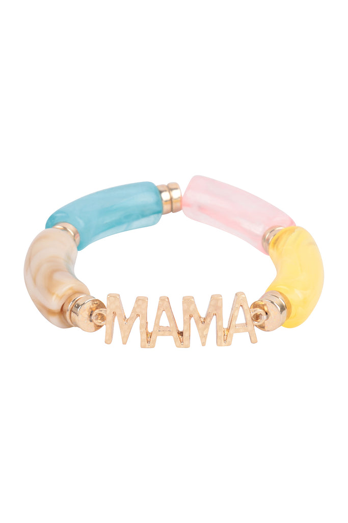 MAMA TUBULAR BEADS RESIN STRETCH BRACELET