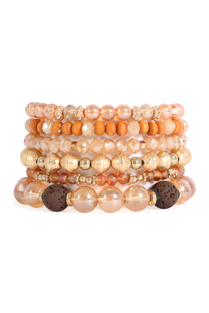 CHARM MIX BEADS MULTILAYER STRETCH BRACELET