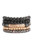 AMAZING GRACE LAYERED WOOD, NATURAL STONE, CCB RONDELLE MIX BEADS STACKABLE BRACELET