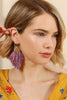 TASSEL WITH HAMMERED METAL HOOK DROP EARRINGS