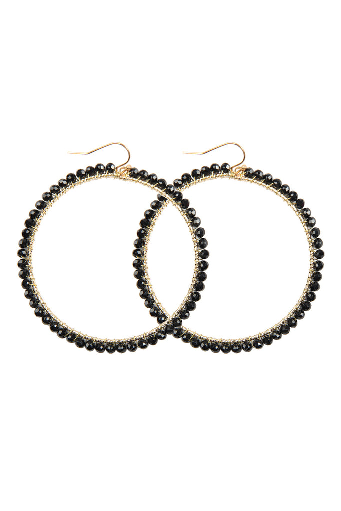 WIRE HOOP WITH GLASS BEADS HOOK EARRINGS