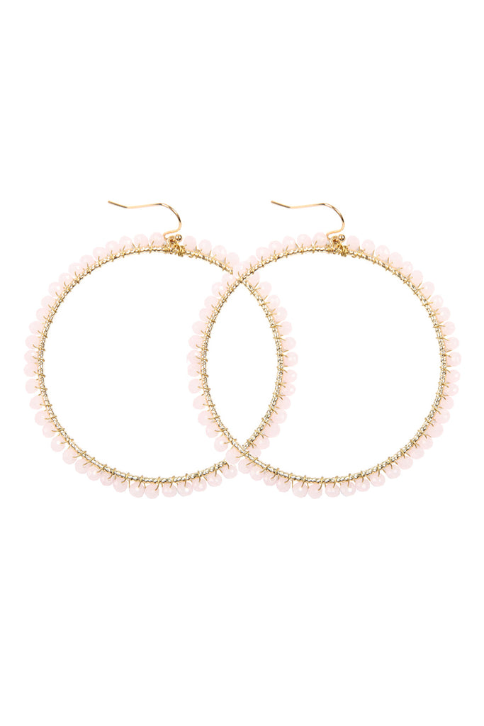 WIRE HOOP WITH GLASS BEADS HOOK EARRINGS