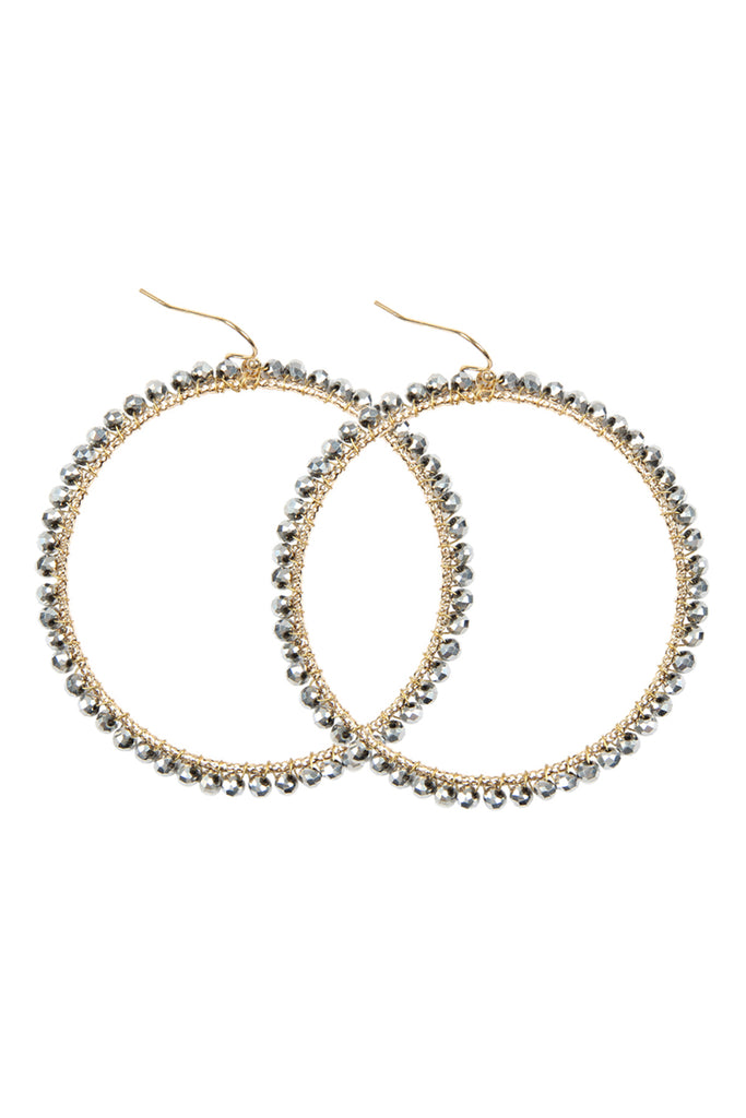 WIRE HOOP WITH GLASS BEADS HOOK EARRINGS