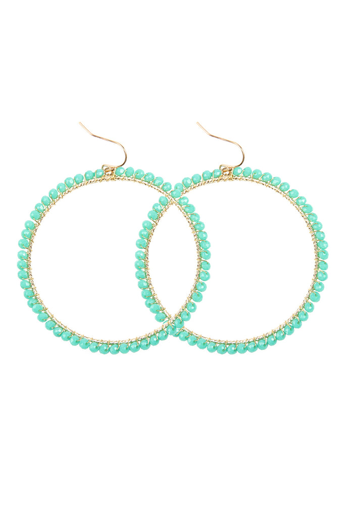 WIRE HOOP WITH GLASS BEADS HOOK EARRINGS