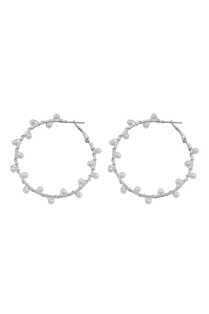 PEARL WRAP TWIST HOOP EARRING SET