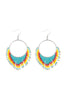 BOHO HOOP SEED BEADS FRINGE FISH HOOK EARRINGS