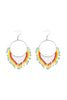 BOHO HOOP SEED BEADS FRINGE FISH HOOK EARRINGS