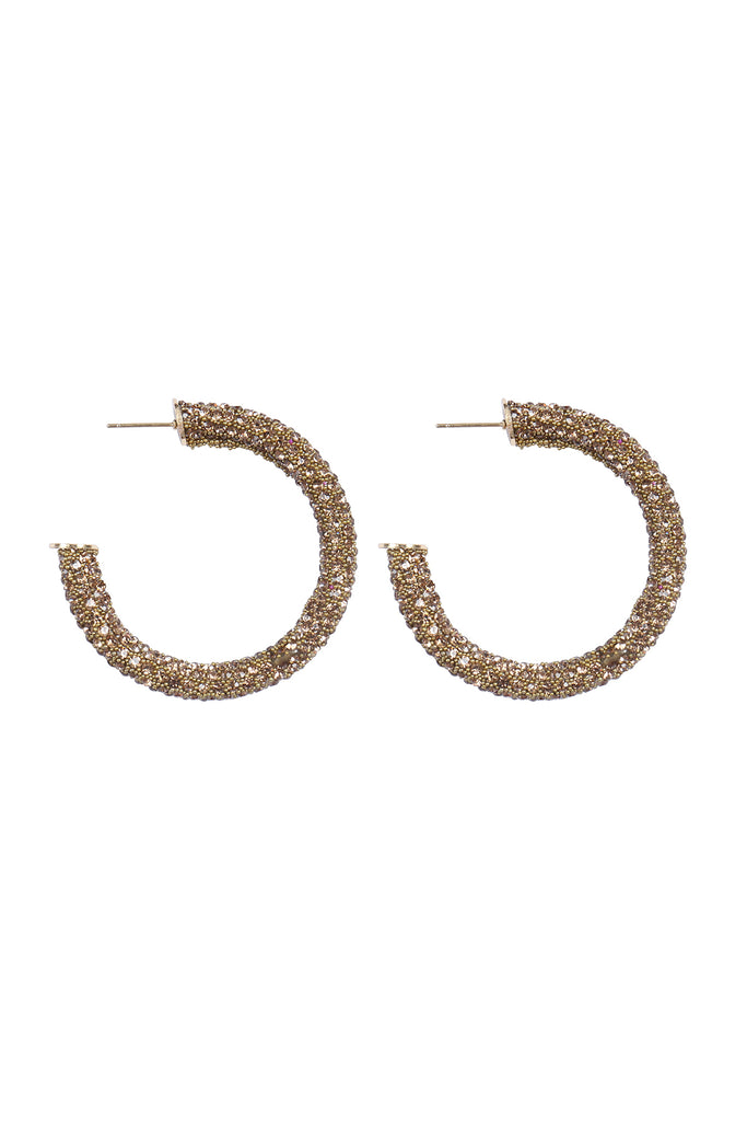 COLORED PAVE RHINESTONE HOOP EARRINGS