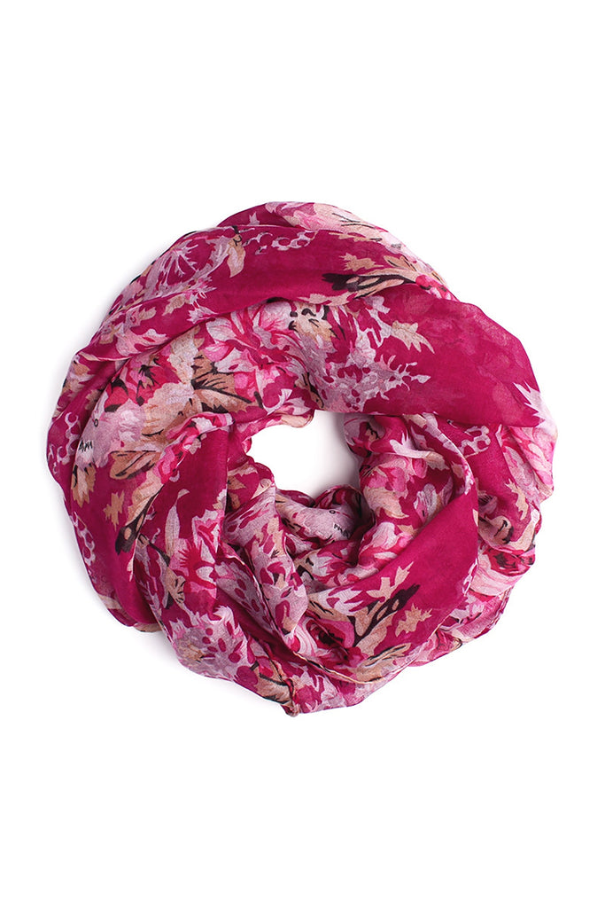 BURGUNDY FLORAL INFINITY SCARF