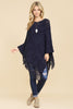 NAVY CLASSIC FRINGE PONCHO