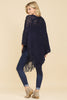 NAVY CLASSIC FRINGE PONCHO