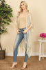 HDF2498 - GLITTERED FRINGED OPEN CARDIGAN