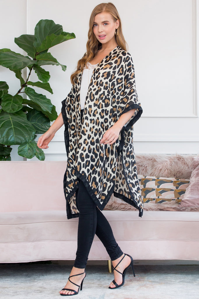 LEOPARD OPEN FRONT KIMONO