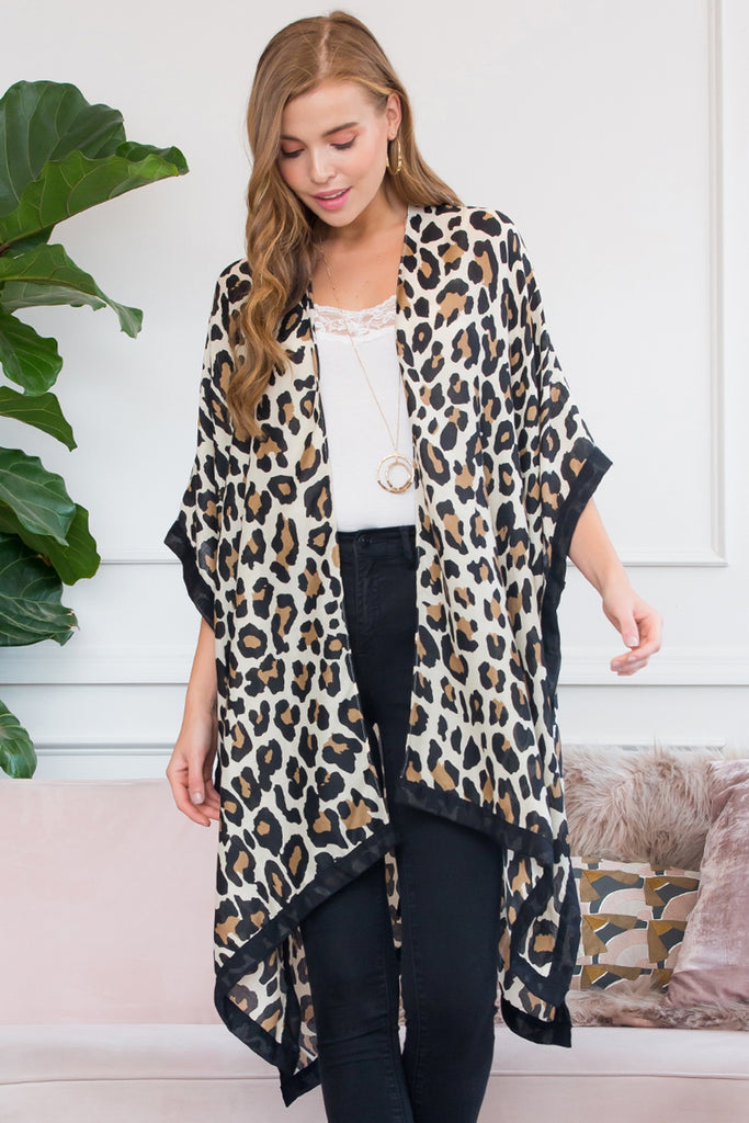 LEOPARD OPEN FRONT KIMONO