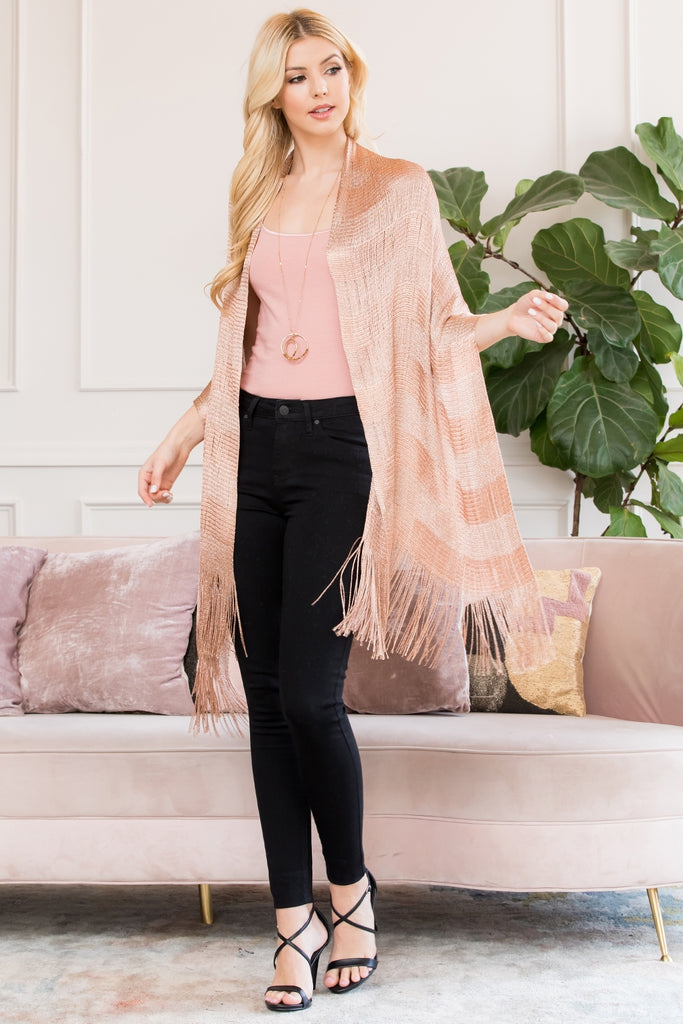 METALLIC COLORED FRINGE SCARF