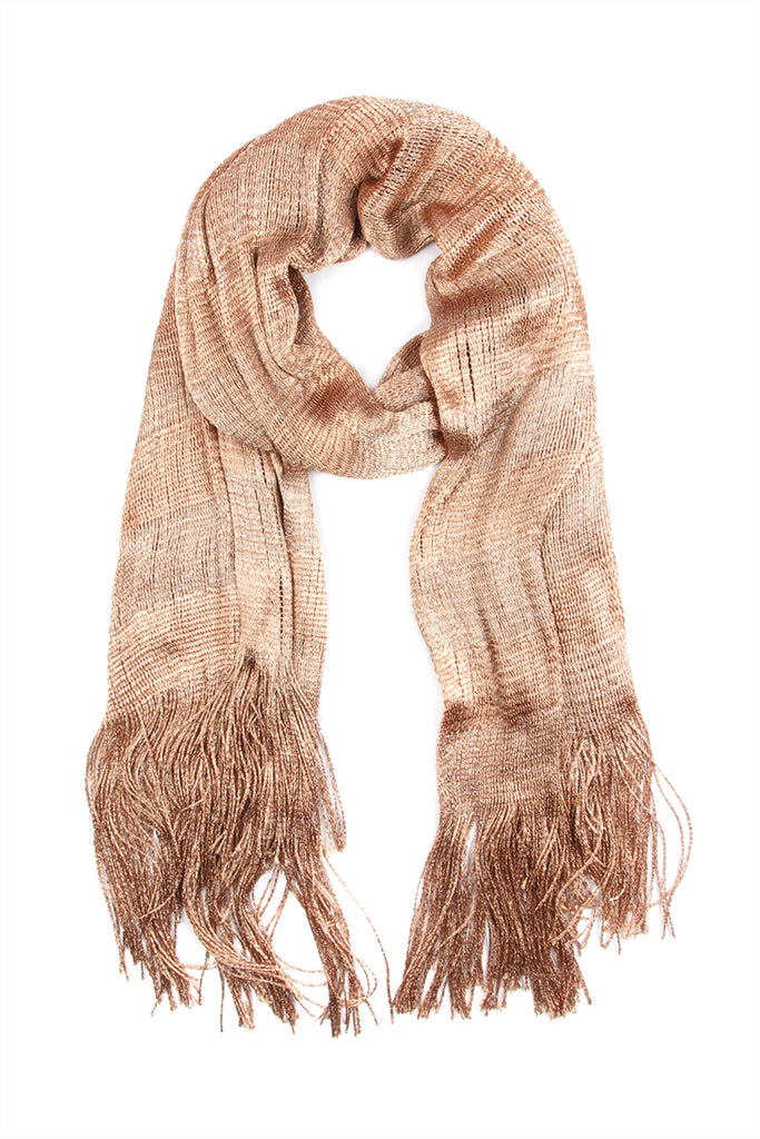 METALLIC COLORED FRINGE SCARF