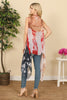 HDF2839 - FADED USA ACCENT OPEN FRONT KIMONO VEST