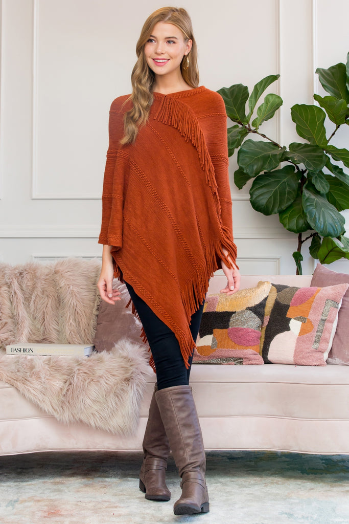 ASYMMETRIC FRINGE PONCHO