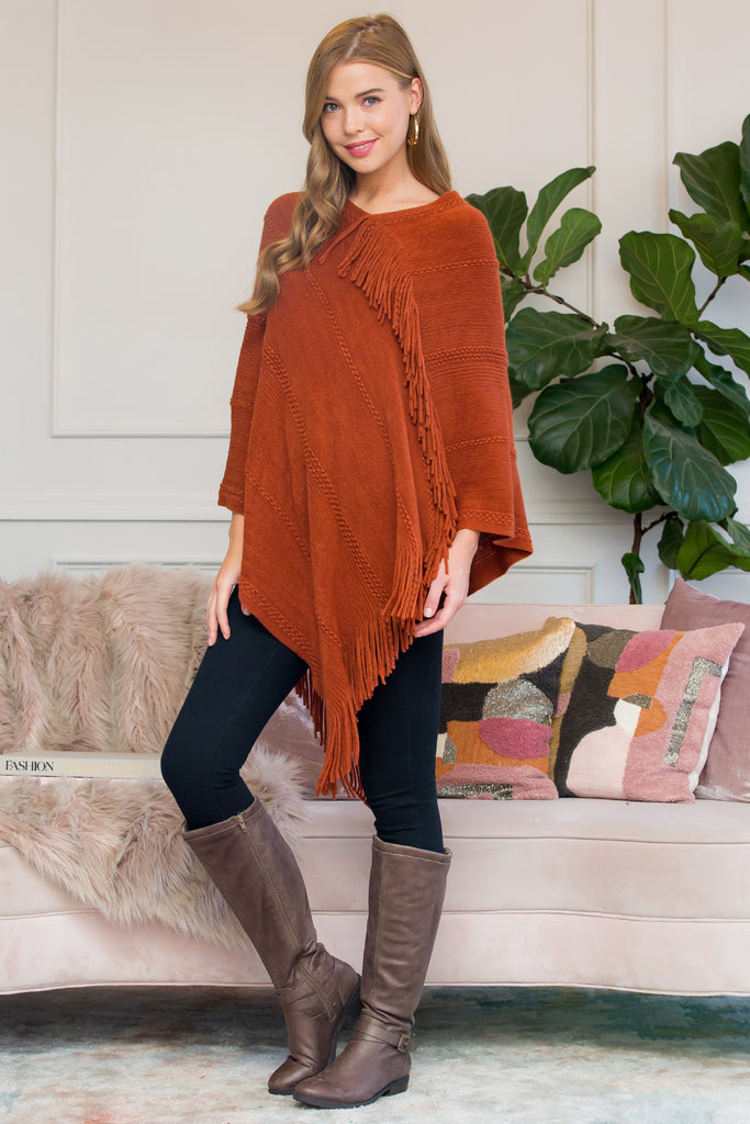 ASYMMETRIC FRINGE PONCHO