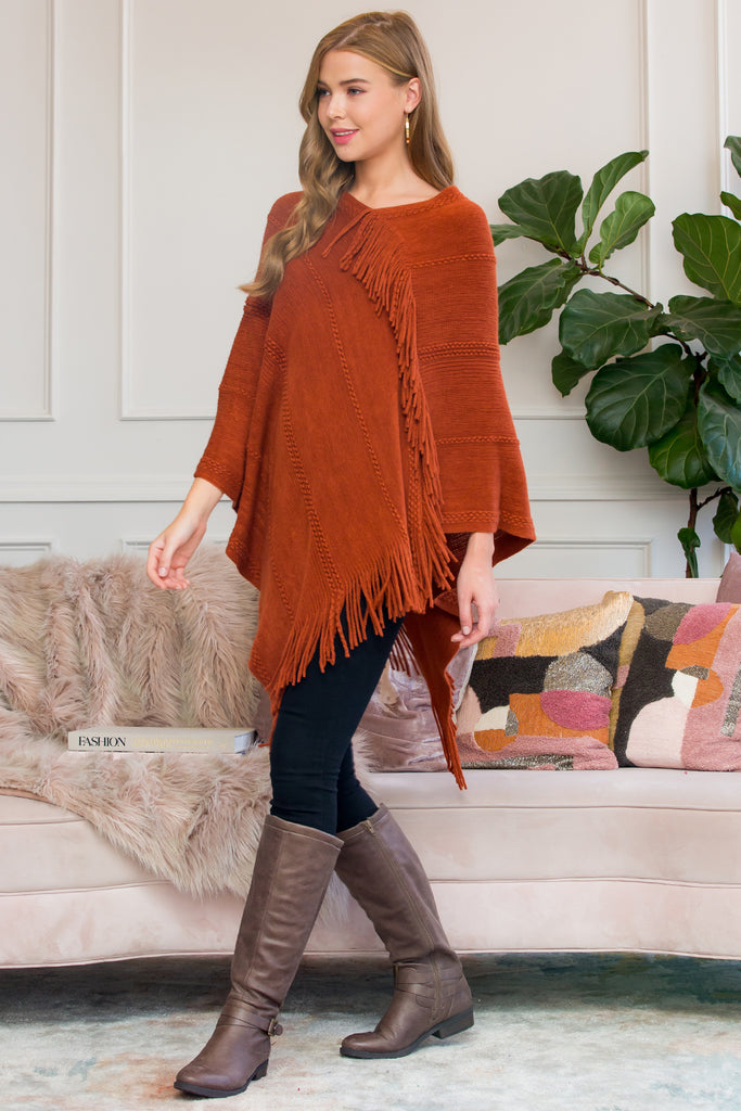 ASYMMETRIC FRINGE PONCHO