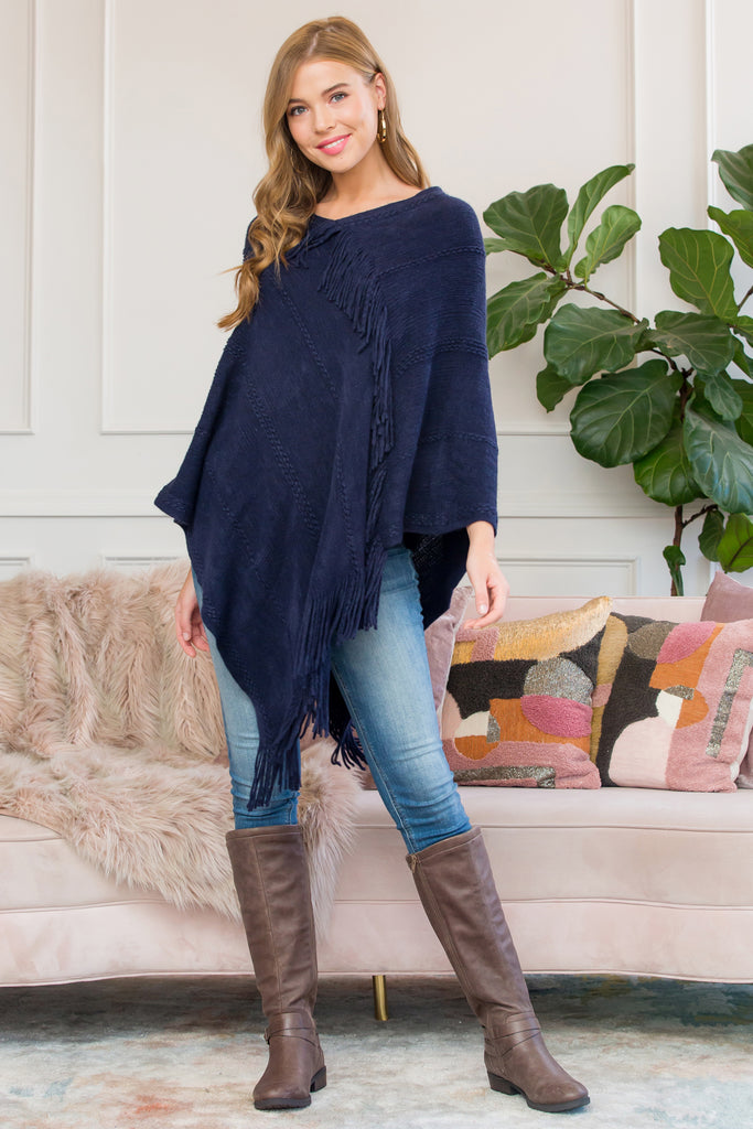 ASYMMETRIC FRINGE PONCHO