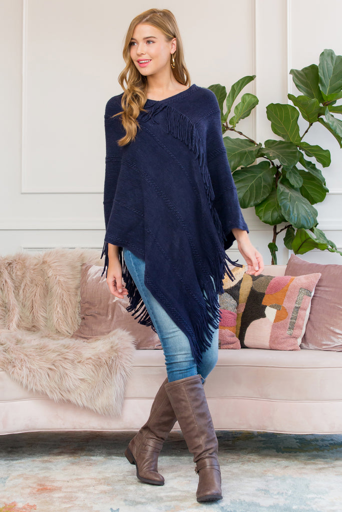 ASYMMETRIC FRINGE PONCHO