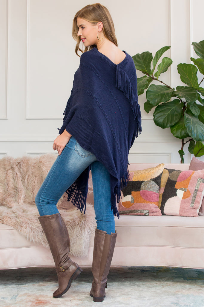 ASYMMETRIC FRINGE PONCHO